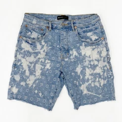 Purple-Brand Shorts - Jacquard Monogram - Light Indigo Bleach - P020-IBJS222