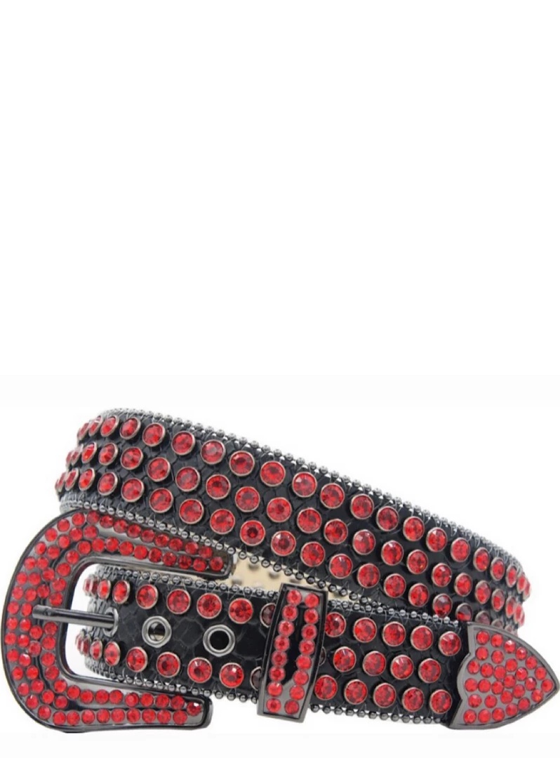 Karma Belt - Alligator - Black With Red Stones - Style 12 Shop All 1 Karma Belt - Alligator - Black With Red Stones - Style 12 Shop All