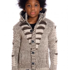 LCR Kids Sweater - Knit - Tan And Chocolate - K-5605