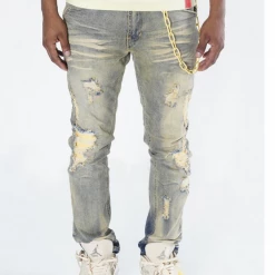 Frost Originals Jeans - Cord & Chain - Dirt Wash With Yellow - F1777 Shop All