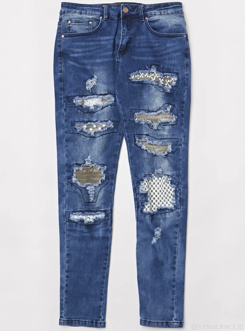 Shop All Politics Jeans - Patch - Blue 1 Shop All Politics Jeans - Patch - Blue
