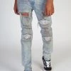 KDNK Jeans - Pintucked Patched - Vintage Blue - KND4292