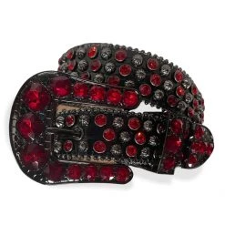 Milano Belt - Big Stones & Studs - Black And Red
