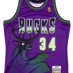 Mitchell & Ness Jersey - Bucks Ray Allen 34 - Purple And Lime - SMJYCP19294 Shop All