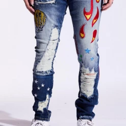 Crysp Denim Jeans - Hagan Denim - Blue Patchwork - CRYSPF121-110 Shop All
