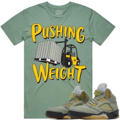 Pg Apparel T-Shirt - Pushing Weight - Sage And Golden Yellow New Arrivals