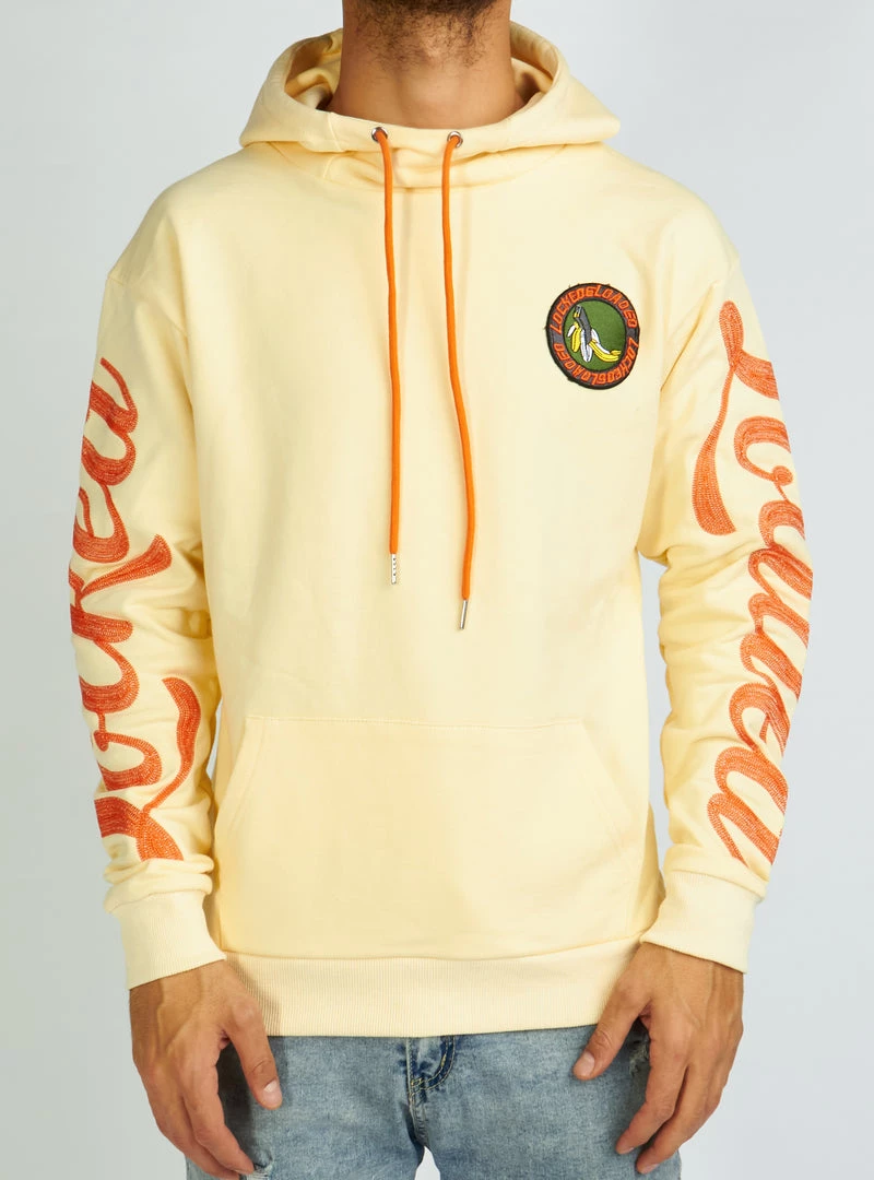 LOCKED & LOADED LNL Hoodie - Chain Stitch - Bone And Orange - LLHCH51025501 1 LOCKED & LOADED LNL Hoodie - Chain Stitch - Bone And Orange - LLHCH51025501