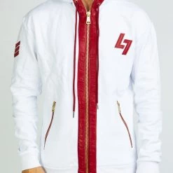 LOCKED & LOADED Shop All LNL Hoodie - Leather - White And Red - LLFZ1025502