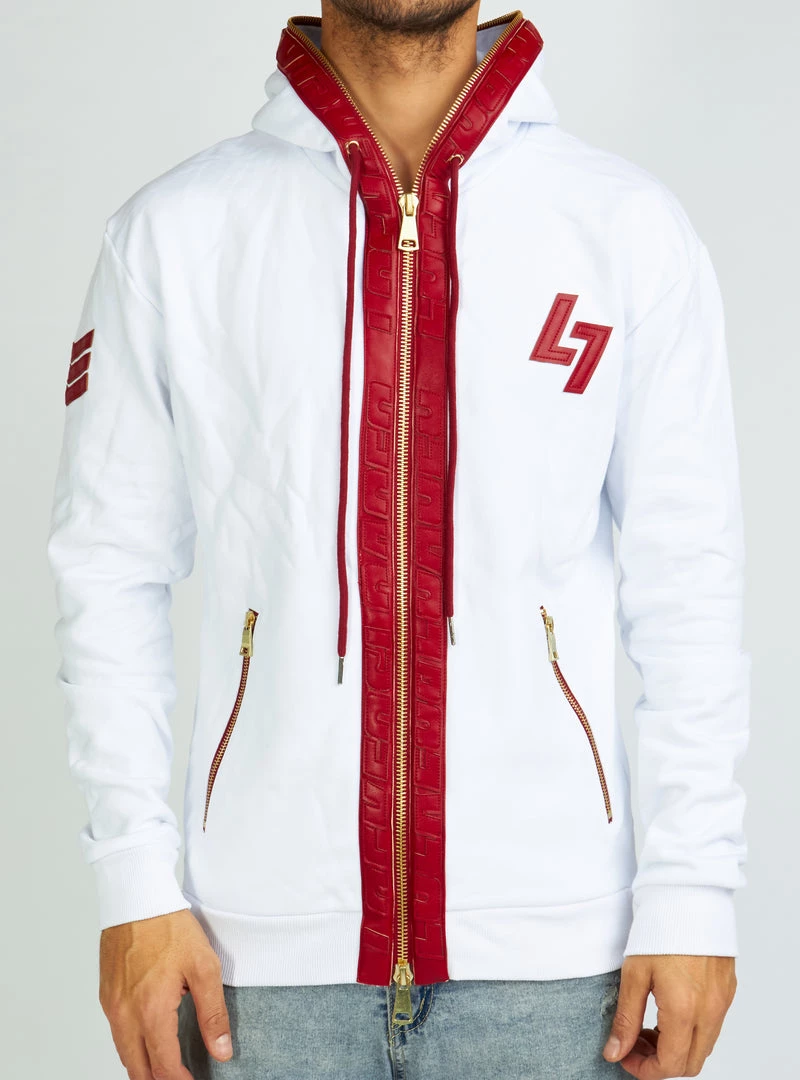 LOCKED & LOADED Shop All LNL Hoodie - Leather - White And Red - LLFZ1025502 1 LOCKED & LOADED Shop All LNL Hoodie - Leather - White And Red - LLFZ1025502