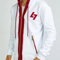 LOCKED & LOADED Shop All LNL Hoodie - Leather - White And Red - LLFZ1025502