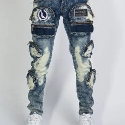 LOCKED & LOADED Shop All LNL Jeans - Crest Cargo - Bleached Navy - LLCD2001