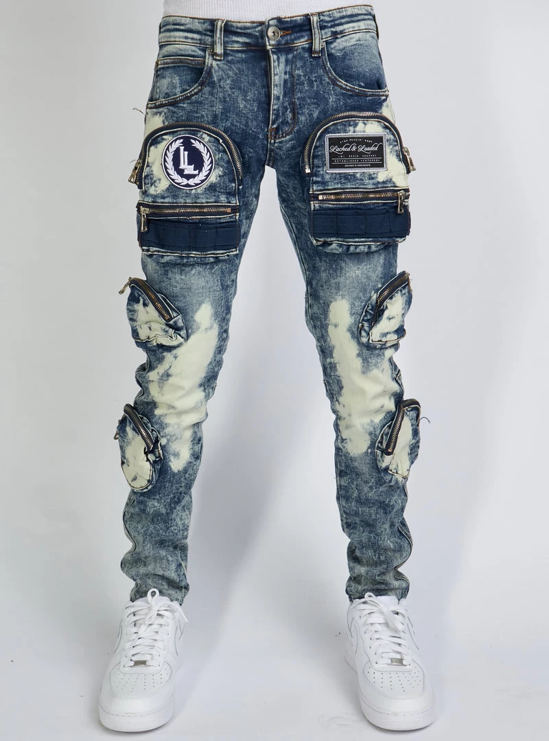 LOCKED & LOADED Shop All LNL Jeans - Crest Cargo - Bleached Navy - LLCD2001 1 LOCKED & LOADED Shop All LNL Jeans - Crest Cargo - Bleached Navy - LLCD2001