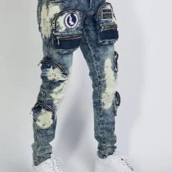 LOCKED & LOADED Shop All LNL Jeans - Crest Cargo - Bleached Navy - LLCD2001