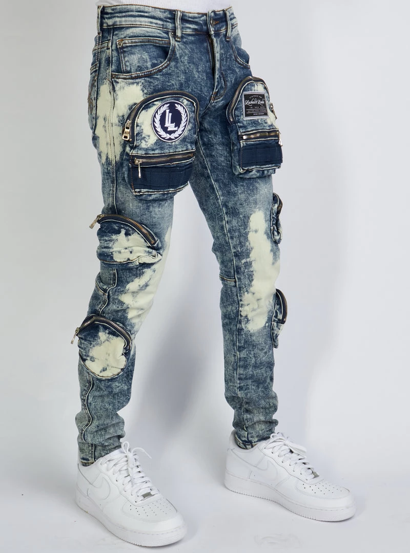 LOCKED & LOADED Shop All LNL Jeans - Crest Cargo - Bleached Navy - LLCD2001 2 LOCKED & LOADED Shop All LNL Jeans - Crest Cargo - Bleached Navy - LLCD2001