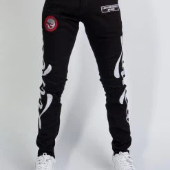 LOCKED & LOADED LNL Jeans - Chain Stitch - Black And White - LLCHSE1025250 Shop All