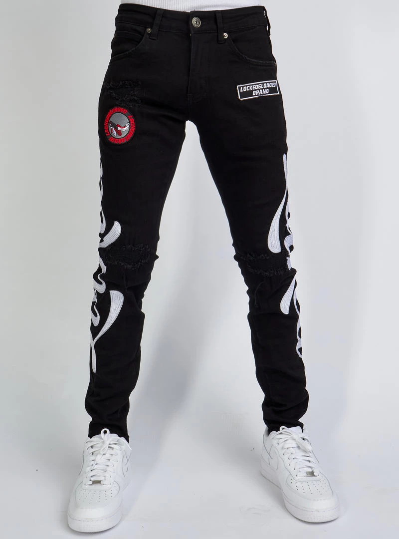 LOCKED & LOADED LNL Jeans - Chain Stitch - Black And White - LLCHSE1025250 Shop All 1 LOCKED & LOADED LNL Jeans - Chain Stitch - Black And White - LLCHSE1025250 Shop All