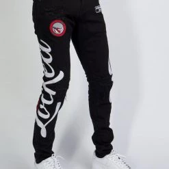 LOCKED & LOADED LNL Jeans - Chain Stitch - Black And White - LLCHSE1025250 Shop All