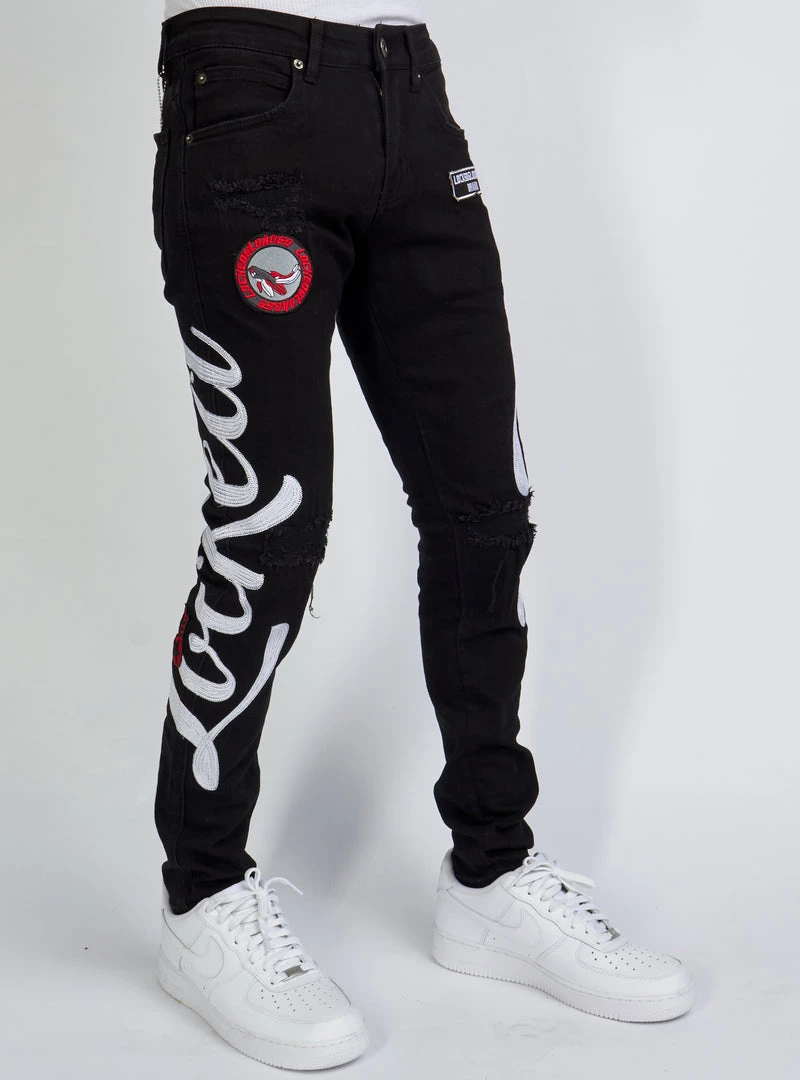 LOCKED & LOADED LNL Jeans - Chain Stitch - Black And White - LLCHSE1025250 Shop All 2 LOCKED & LOADED LNL Jeans - Chain Stitch - Black And White - LLCHSE1025250 Shop All
