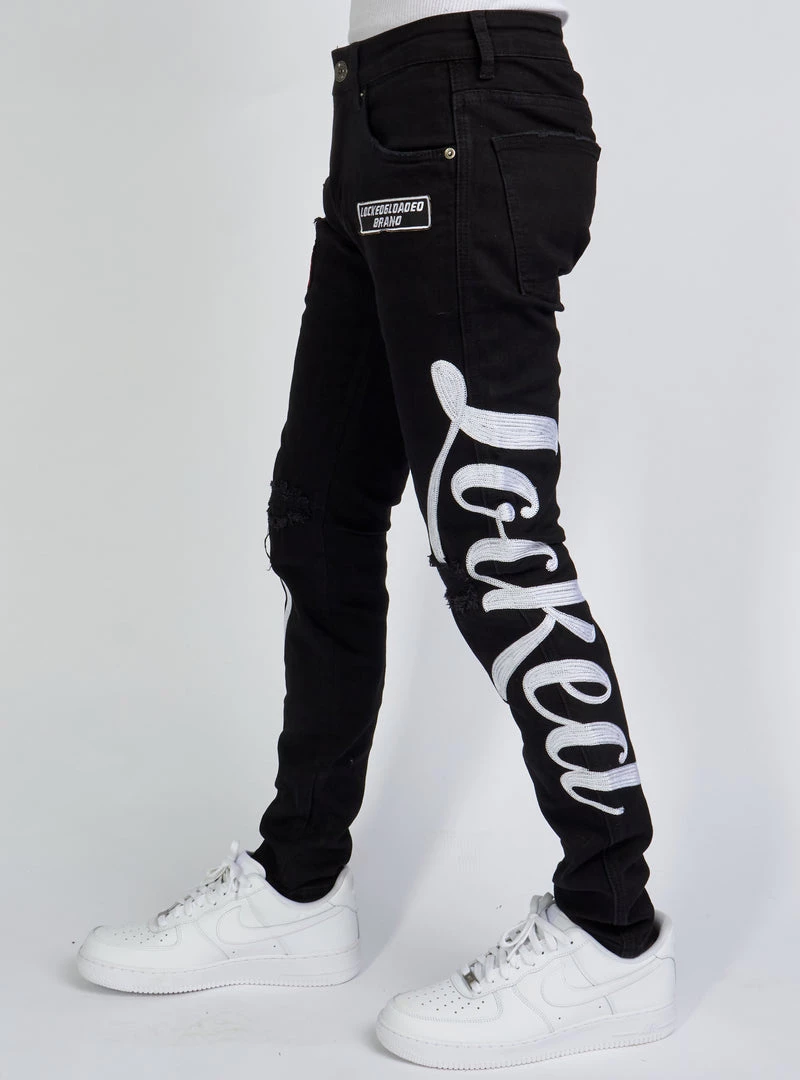 LOCKED & LOADED LNL Jeans - Chain Stitch - Black And White - LLCHSE1025250 Shop All 4 LOCKED & LOADED LNL Jeans - Chain Stitch - Black And White - LLCHSE1025250 Shop All