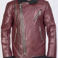 BUYER’S CHOICE Buyer's Choice Leather Jacket - Fur Cuff - Burgundy - 3510 Shop All