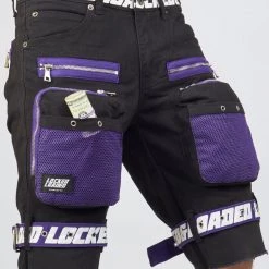 LOCKED & LOADED Shop All LNL Shorts - Strapped - Black And Purple - LDS421102