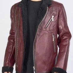BUYER’S CHOICE Buyer's Choice Leather Jacket - Fur Cuff - Burgundy - 3510 Shop All
