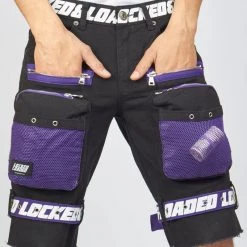 LOCKED & LOADED Shop All LNL Shorts - Strapped - Black And Purple - LDS421102