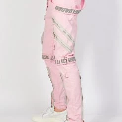 LOCKED & LOADED LNL Jeans - Straps And Pocket - Light Pink And Reflective - LLTP105 Shop All 12 LOCKED & LOADED LNL Jeans - Straps And Pocket - Light Pink And Reflective - LLTP105 Shop All