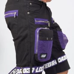 LOCKED & LOADED Shop All LNL Shorts - Strapped - Black And Purple - LDS421102