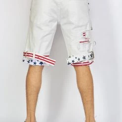 LOCKED & LOADED Shop All LNL Shorts - USA Strapped Denim - White With Red And Navy - LLDS421104