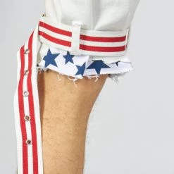 LOCKED & LOADED Shop All LNL Shorts - USA Strapped Denim - White With Red And Navy - LLDS421104