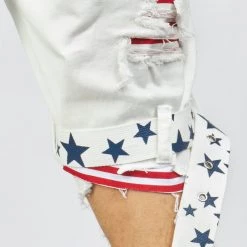 LOCKED & LOADED Shop All LNL Shorts - USA Strapped Denim - White With Red And Navy - LLDS421104