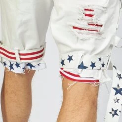LOCKED & LOADED Shop All LNL Shorts - USA Strapped Denim - White With Red And Navy - LLDS421104