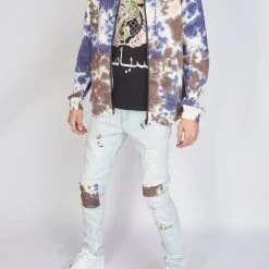 Shop All Politics Hoodie - Mikan Tie Dye Zip Up - Blue And Multi - MIKAN353