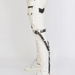 LOCKED & LOADED Shop All LNL Jeans - Leather - White And Black - LLPU1025102
