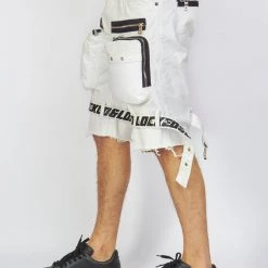 LOCKED & LOADED LNL Shorts - Strapped - White With Black - LDS421102