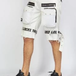 LOCKED & LOADED LNL Shorts - Strapped - White With Black - LDS421102