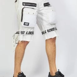 LOCKED & LOADED LNL Shorts - Strapped - White With Black - LDS421102