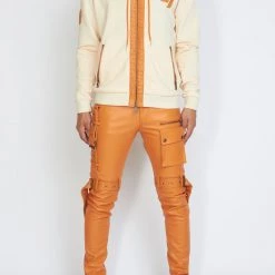 LOCKED & LOADED LNL Hoodie - Leather - Peach And Orange - LLFZ1025505