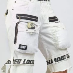 LOCKED & LOADED LNL Shorts - Strapped - White With Black - LDS421102