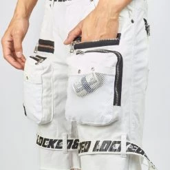 LOCKED & LOADED LNL Shorts - Strapped - White With Black - LDS421102