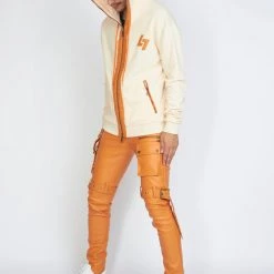 LOCKED & LOADED LNL Hoodie - Leather - Peach And Orange - LLFZ1025505