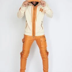 LOCKED & LOADED LNL Hoodie - Leather - Peach And Orange - LLFZ1025505
