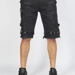 LOCKED & LOADED LNL Shorts - Strapped W/ Crystals - Black - LDS421103