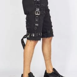 LOCKED & LOADED LNL Shorts - Strapped W/ Crystals - Black - LDS421103