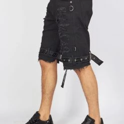 LOCKED & LOADED LNL Shorts - Strapped W/ Crystals - Black - LDS421103