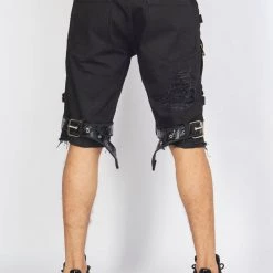 LOCKED & LOADED LNL Shorts - Strapped W/ Crystals - Black - LDS421103