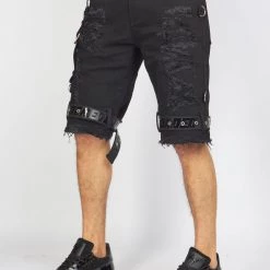 LOCKED & LOADED LNL Shorts - Strapped W/ Crystals - Black - LDS421103