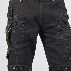 LOCKED & LOADED LNL Shorts - Strapped W/ Crystals - Black - LDS421103