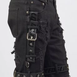 LOCKED & LOADED LNL Shorts - Strapped W/ Crystals - Black - LDS421103